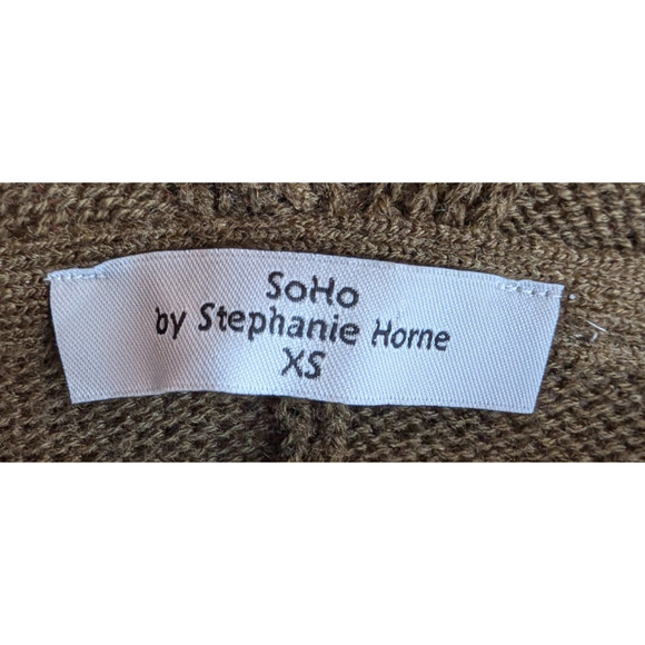 Olive Green Asymmetric Lagenlook Cape Cardigan Wrap Sweater Boho Minimalist XS - Picture 9 of 11